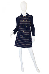 1960s Striped Knit Shift Dress & Coat