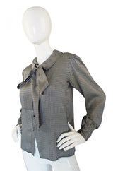1970s Silk Yves Saint Laurent Bow Top