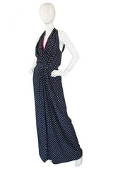 Spring 1984 Silk Bill Blass Dot Halter Gown