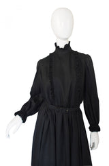 1970s Valentino Black Linen Dress