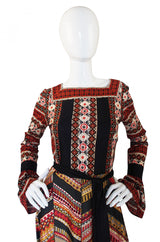 1960s Printed Jean Varon Maxi Dress