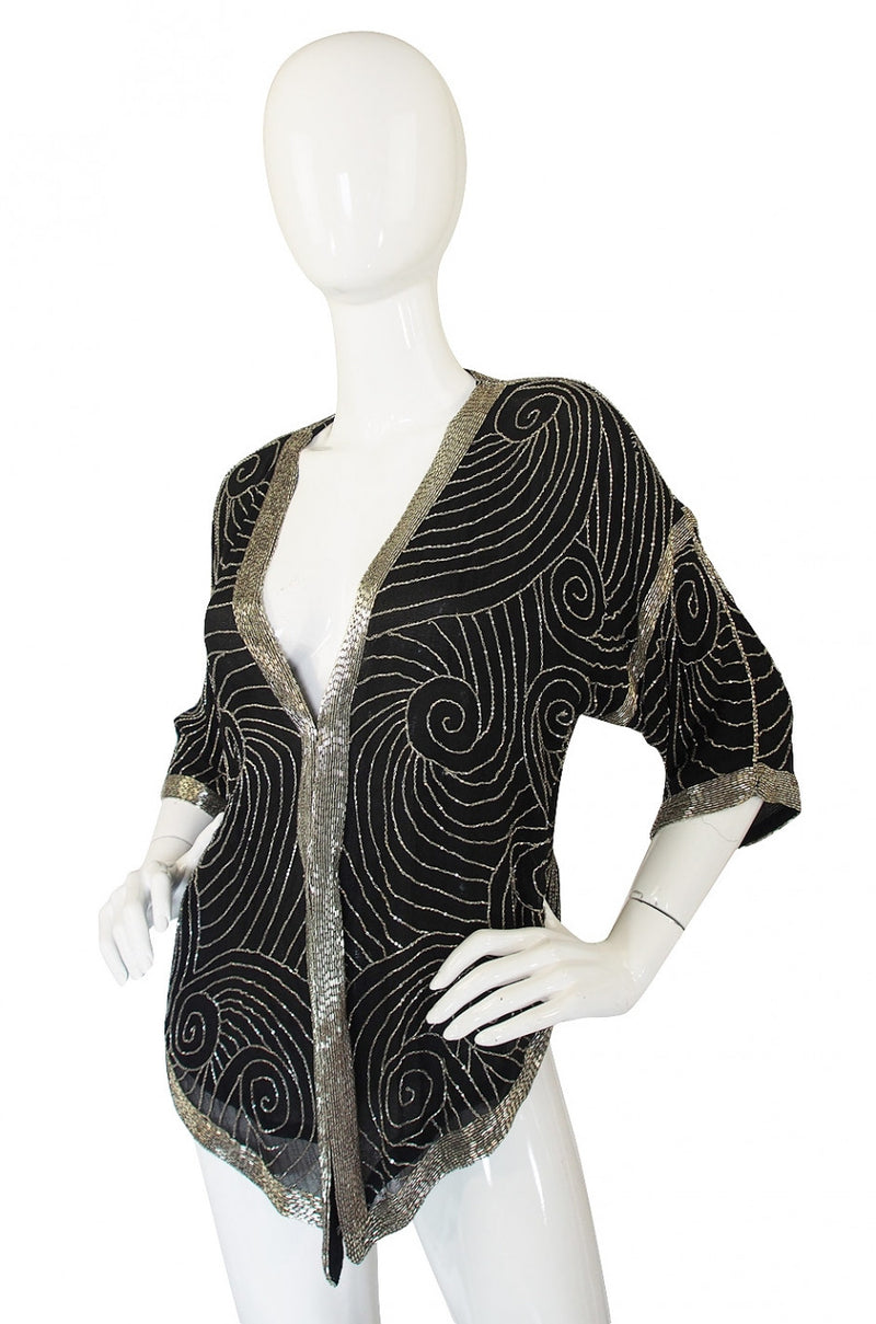 1970s Beaded Silk Top or Jacket