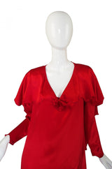 1980s Holly Harp Red Silk Dress