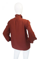 1970s Guy Laroche Silk Ruffle Blouse