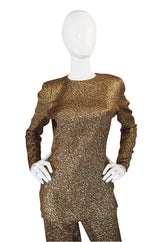 1960s Pierre Balmain Gold Silk Brocade Set