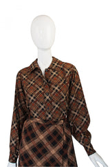 1980s Yves Saint Laurent Plaid Challis Set