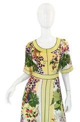 1960s Beautiful & Pristine Grapevine Printed Silk Bessi Dress