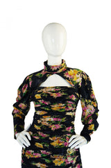 1980s Printed Silk Ungaro Wiggle Dress