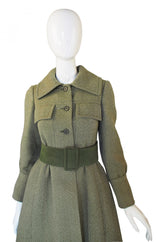 1960s Rare Philippe Venet Green Coat & Belt