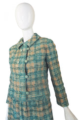 1960s Christian Dior Teal Boucle Suit