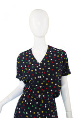 1970s Pretty Dot Chloe Silk Suit