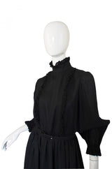 1970s Valentino Black Linen Dress