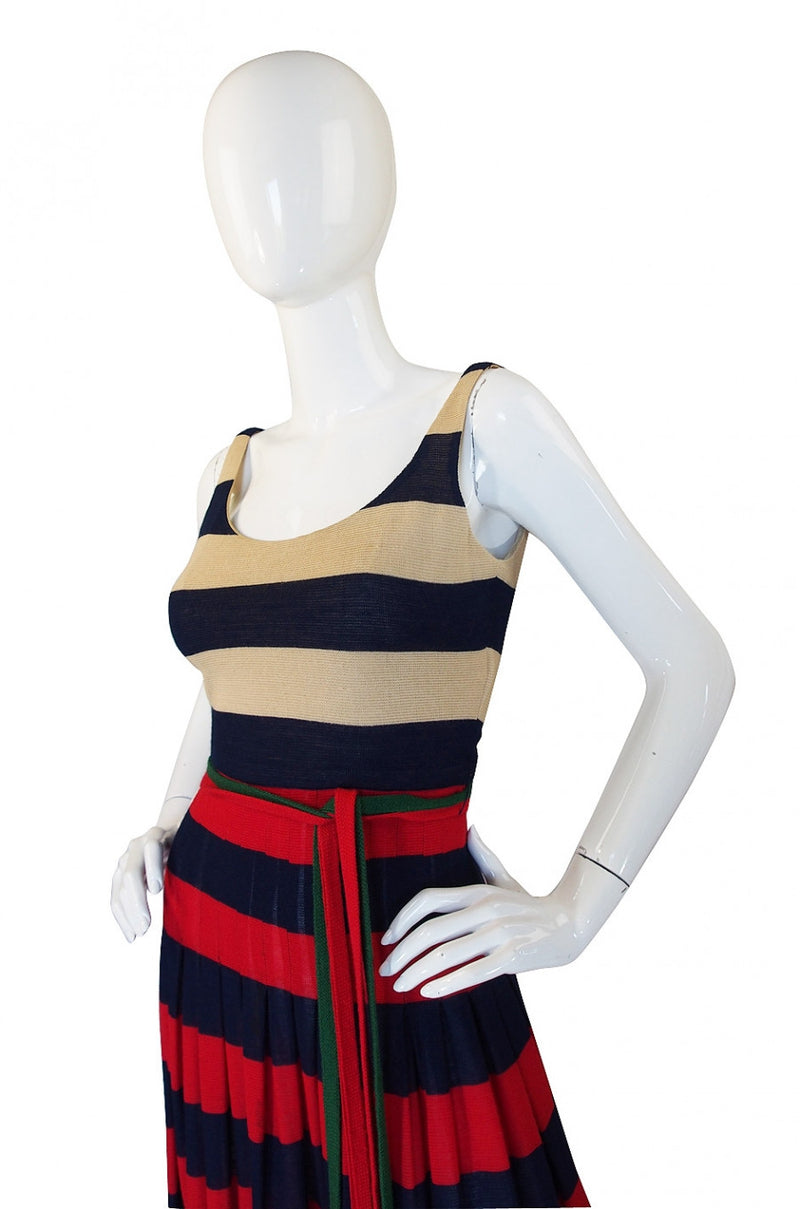 1970s Lanvin Striped Knit Maxi Dress
