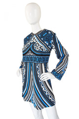 1960s Mr. Dino Graphic Print Dress