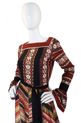1960s Printed Jean Varon Maxi Dress