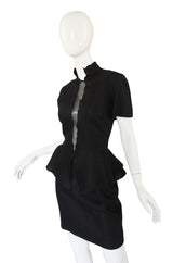 1990s Louid Feraud Linen Peplum Dress