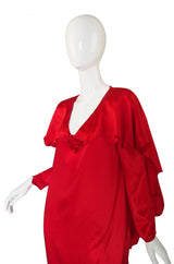 1980s Holly Harp Red Silk Dress