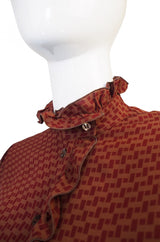 1970s Guy Laroche Silk Ruffle Blouse