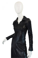 1970s Rare Lee Bender Wet Look Maxi Dress