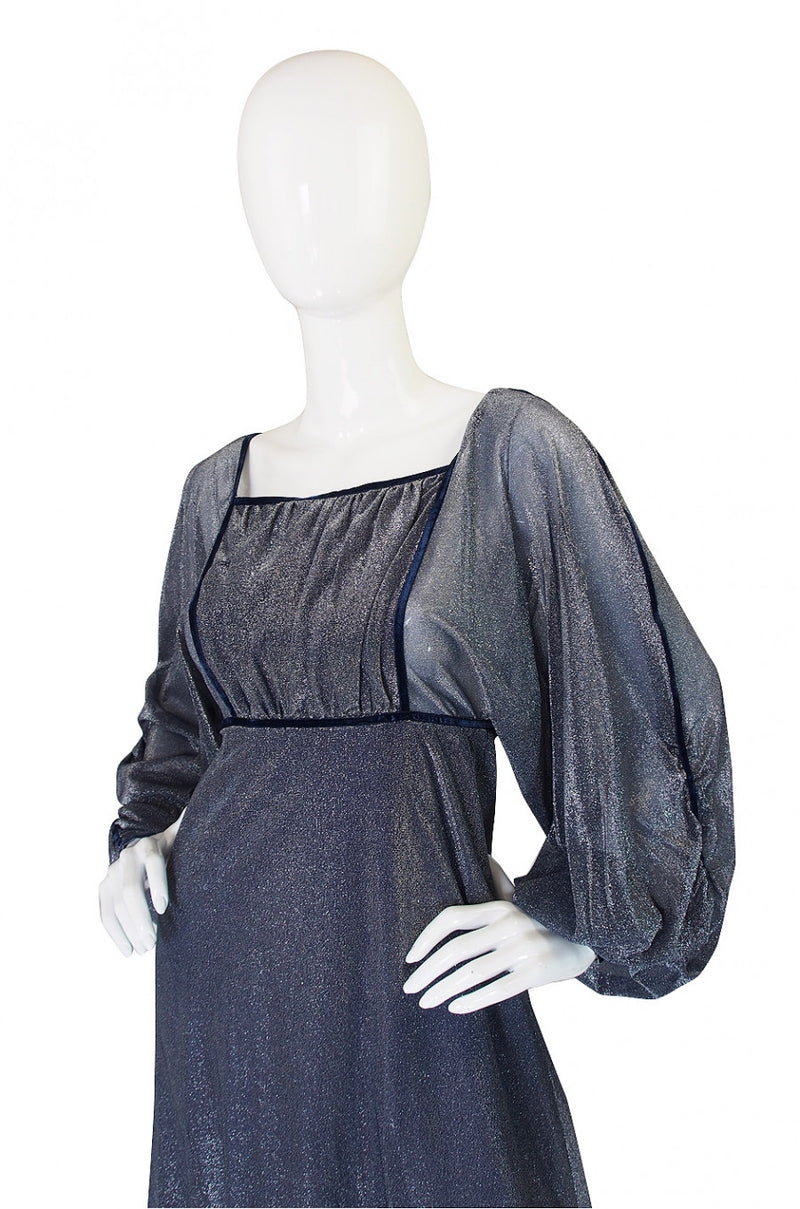 1970s Janice Wainwright Silver Lurex Dress
