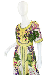 1960s Beautiful & Pristine Grapevine Printed Silk Bessi Dress