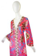 1960s Dramatic Coral Pucci Caftan Gown