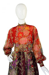 1973 Donald Brooks Cord & Net Gown