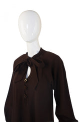 1970s Jean Muir Dress w/ Flower Buttons