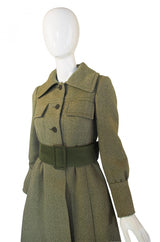 1960s Rare Philippe Venet Green Coat & Belt