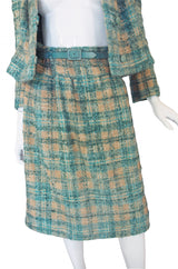 1960s Christian Dior Teal Boucle Suit