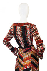 1960s Printed Jean Varon Maxi Dress