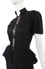1990s Louid Feraud Linen Peplum Dress