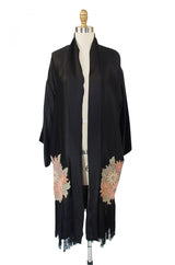 1920s Padded Flower Fringe Flapper Robe