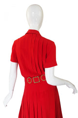 1970s Red Silk Chanel Dress & Belt