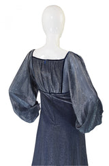 1970s Janice Wainwright Silver Lurex Dress
