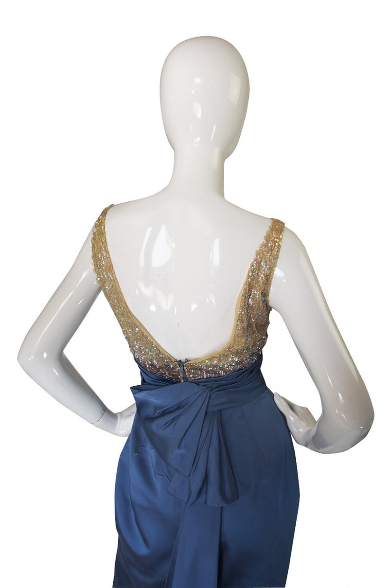 1950s Sequin and Silk Kay Selig Cocktail Dress