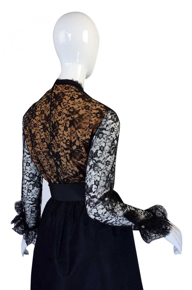 1960s Geoffrey Beene Lace & Silk Dress