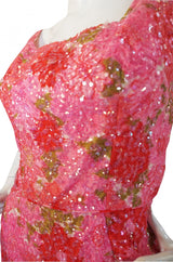 1960s Pink Sequin Evening Dress
