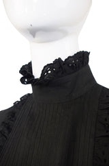 1970s Valentino Black Linen Dress