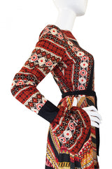 1960s Printed Jean Varon Maxi Dress