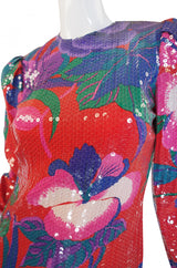 1970s Bill Blass Sequin Maxi Dress