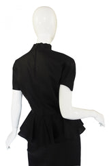 1990s Louid Feraud Linen Peplum Dress