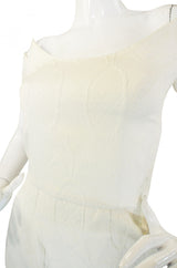 1980s White Lanvin Brocade Dress
