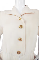 1980s Yves Saint Laurent Cream Day Dress