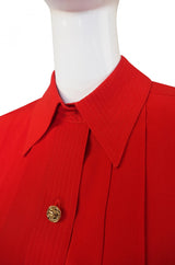 1970s Red Silk Chanel Dress & Belt