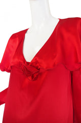 1980s Holly Harp Red Silk Dress