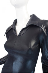 1970s Rare Lee Bender Wet Look Maxi Dress