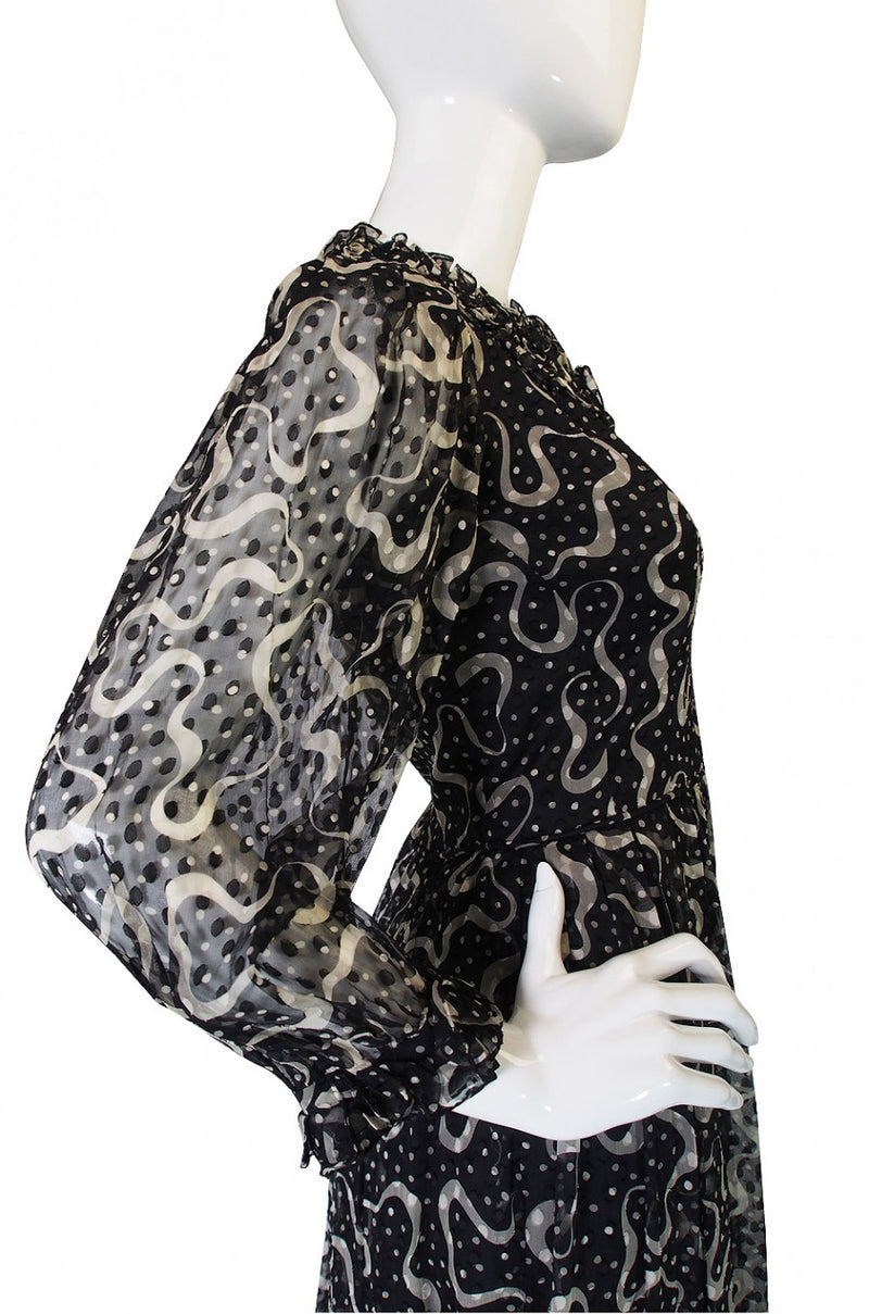 Rare 1960s Sybil Connolly Silk Ruffle Dress