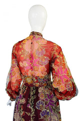 1973 Donald Brooks Cord & Net Gown