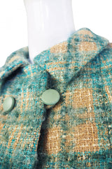 1960s Christian Dior Teal Boucle Suit